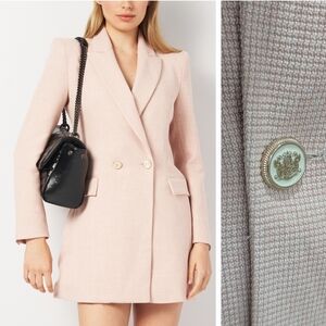 NEW Zara Long Breasted Double Blazer pink mini dress